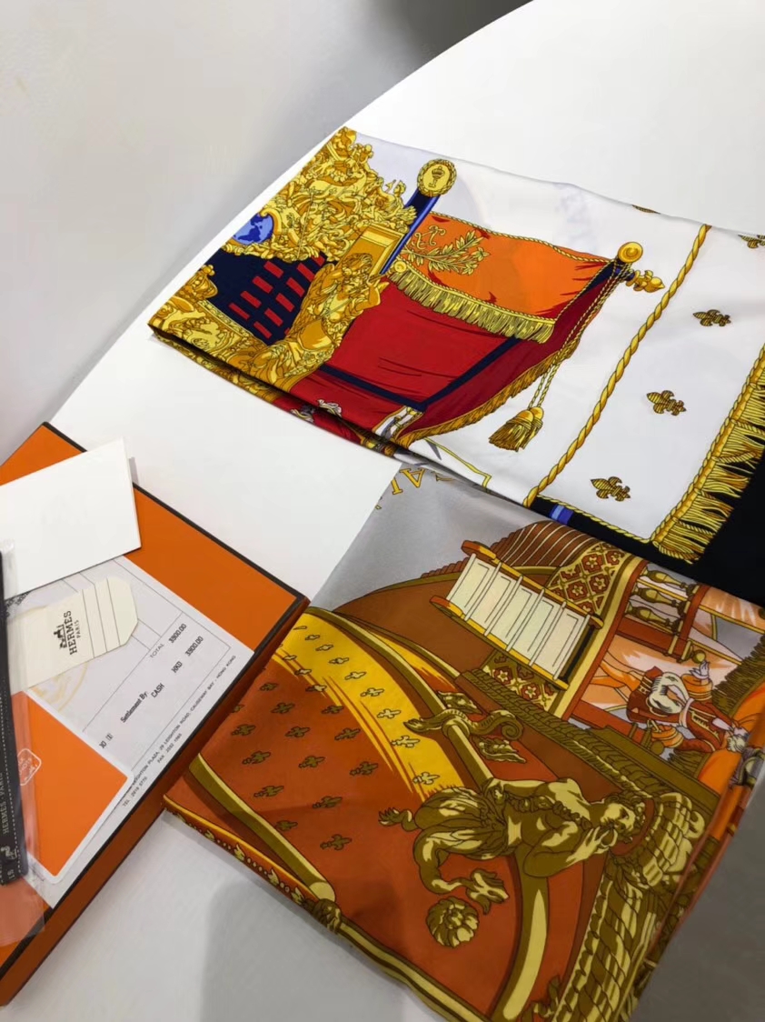 Discount Hermes Orange 100%Mulberry Silk 2018 New Women’s Scarf 90*90cm