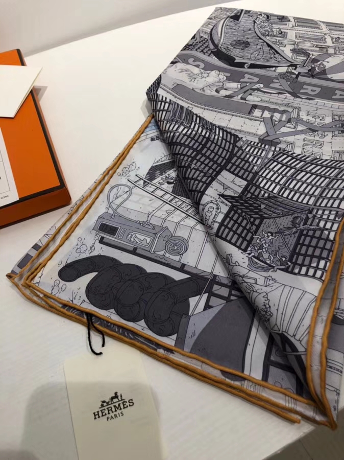 Wholesale Hermes 2018 New Light Blue Real Silk Square Scarf 90*90CM