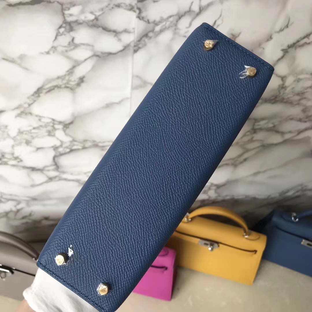 Discount Hermes 7E Haze Blue Epsom Calf Leather Minikelly-2 Clutch Bag