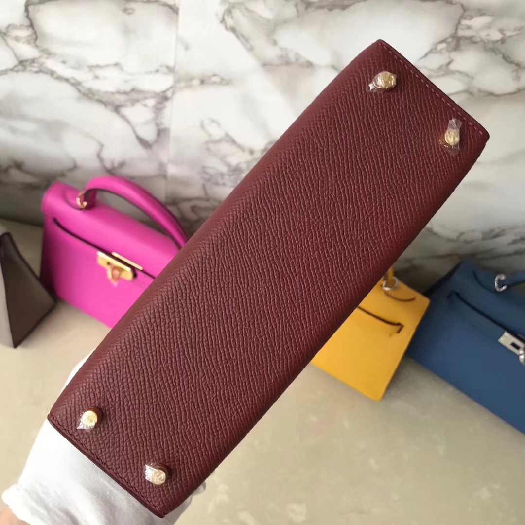 Sale Hermes Epsom Calf Minikelly-2 Evening Bag in CK55 Rouge Hermes