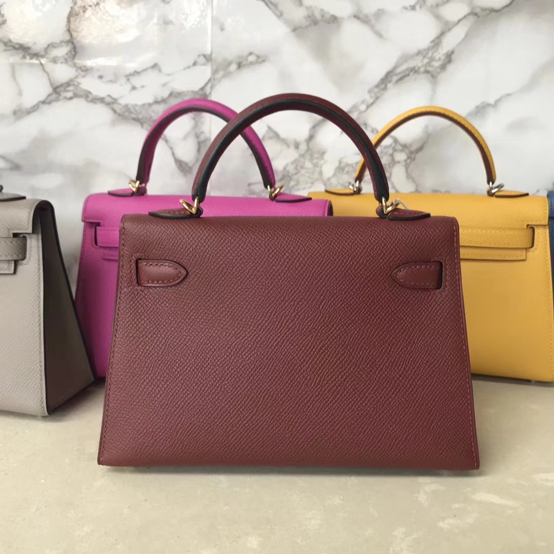 Sale Hermes Epsom Calf Minikelly-2 Evening Bag in CK55 Rouge Hermes