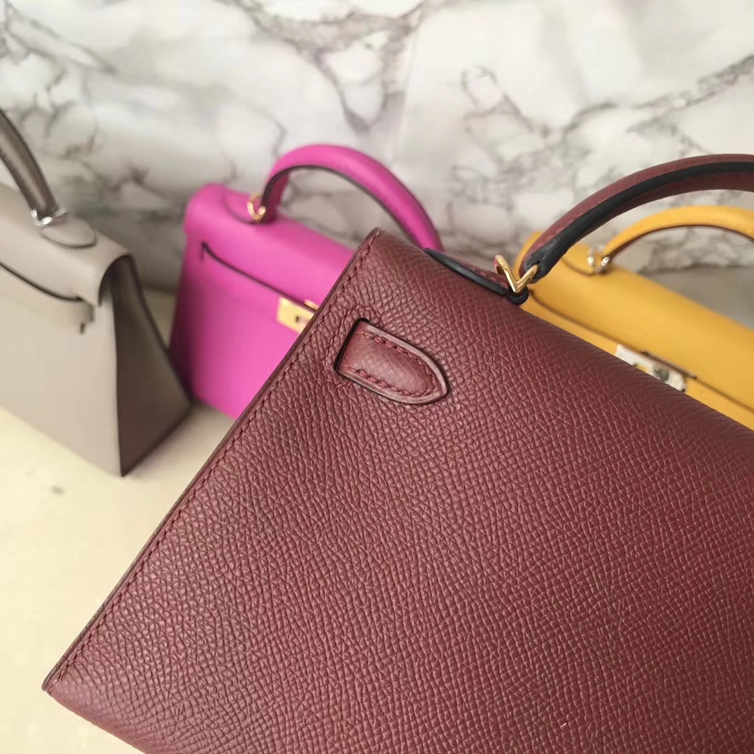 Sale Hermes Epsom Calf Minikelly-2 Evening Bag in CK55 Rouge Hermes