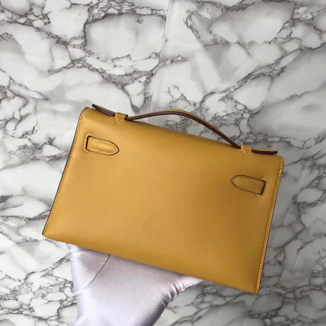 Discount Hermes Swift Calf Minikelly Evening Bag in 9D Ambre Yellow Gold Hardware
