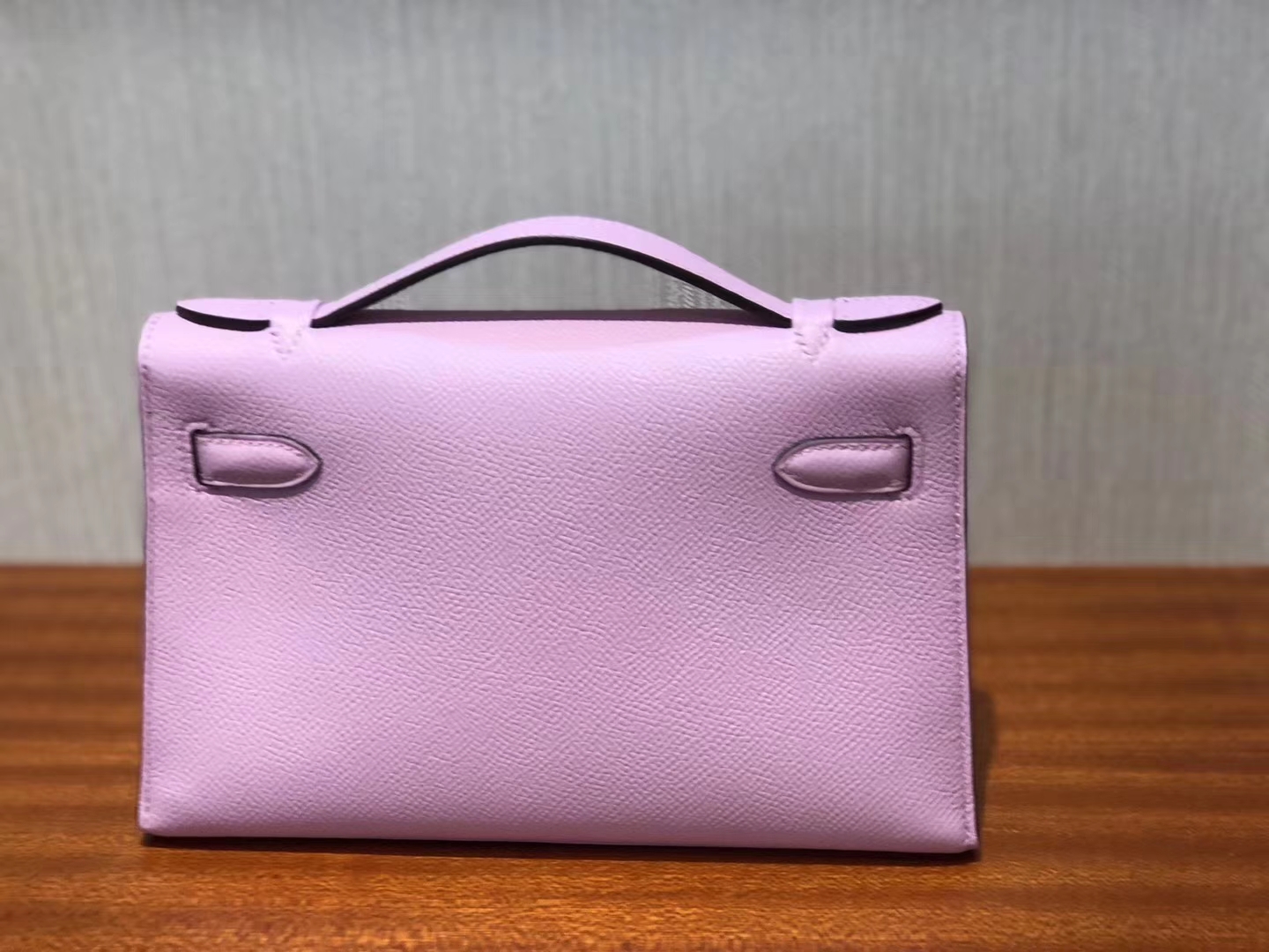 Pretty Hermes 4W Rose Wistaria Epsom Calf Minikelly22CM Clutch Bag Gold Hardware