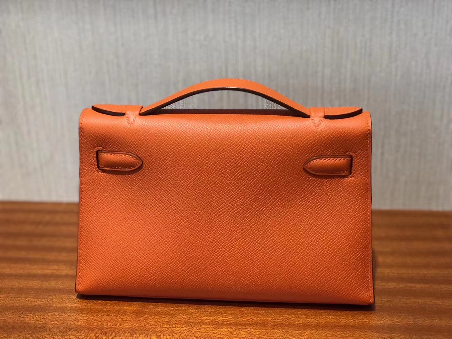 New Arrival Hermes Epsom Calf Minikelly Pochette 22CM in 93 Orange Gold Hardware