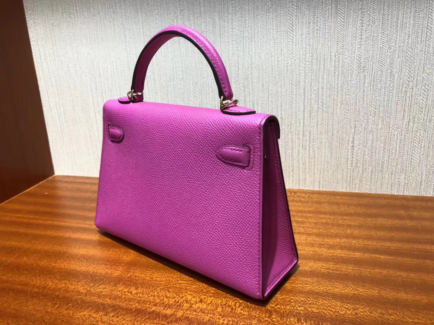 Pretty Hermes 9I Rose Magnolia Epsom Calf Minikelly-2 Evening Bag Gold Hardware