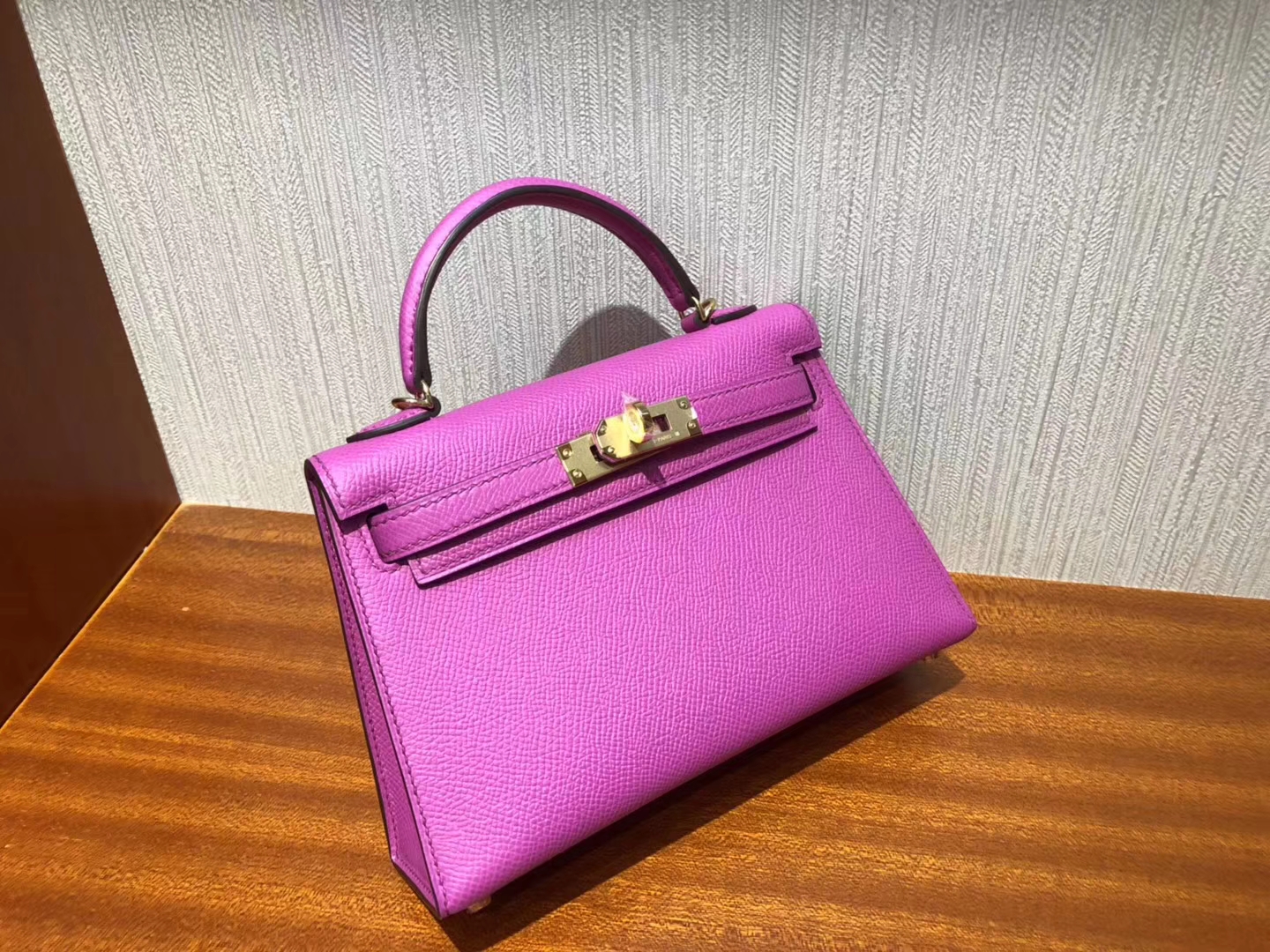 Pretty Hermes 9I Rose Magnolia Epsom Calf Minikelly-2 Evening Bag Gold Hardware