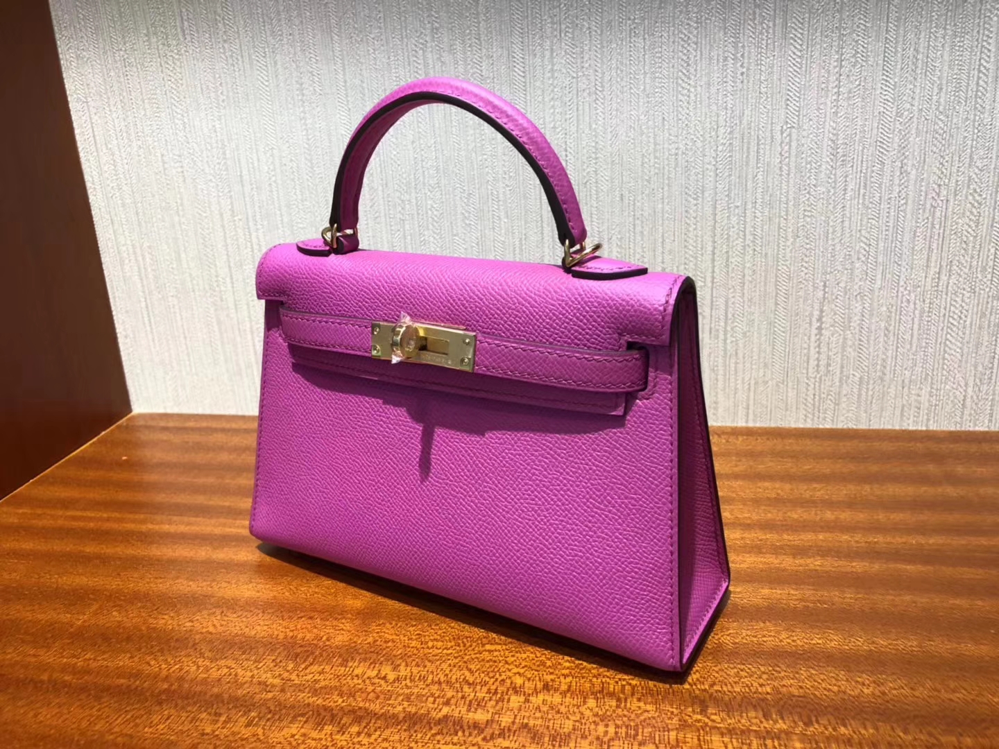 Pretty Hermes 9I Rose Magnolia Epsom Calf Minikelly-2 Evening Bag Gold Hardware