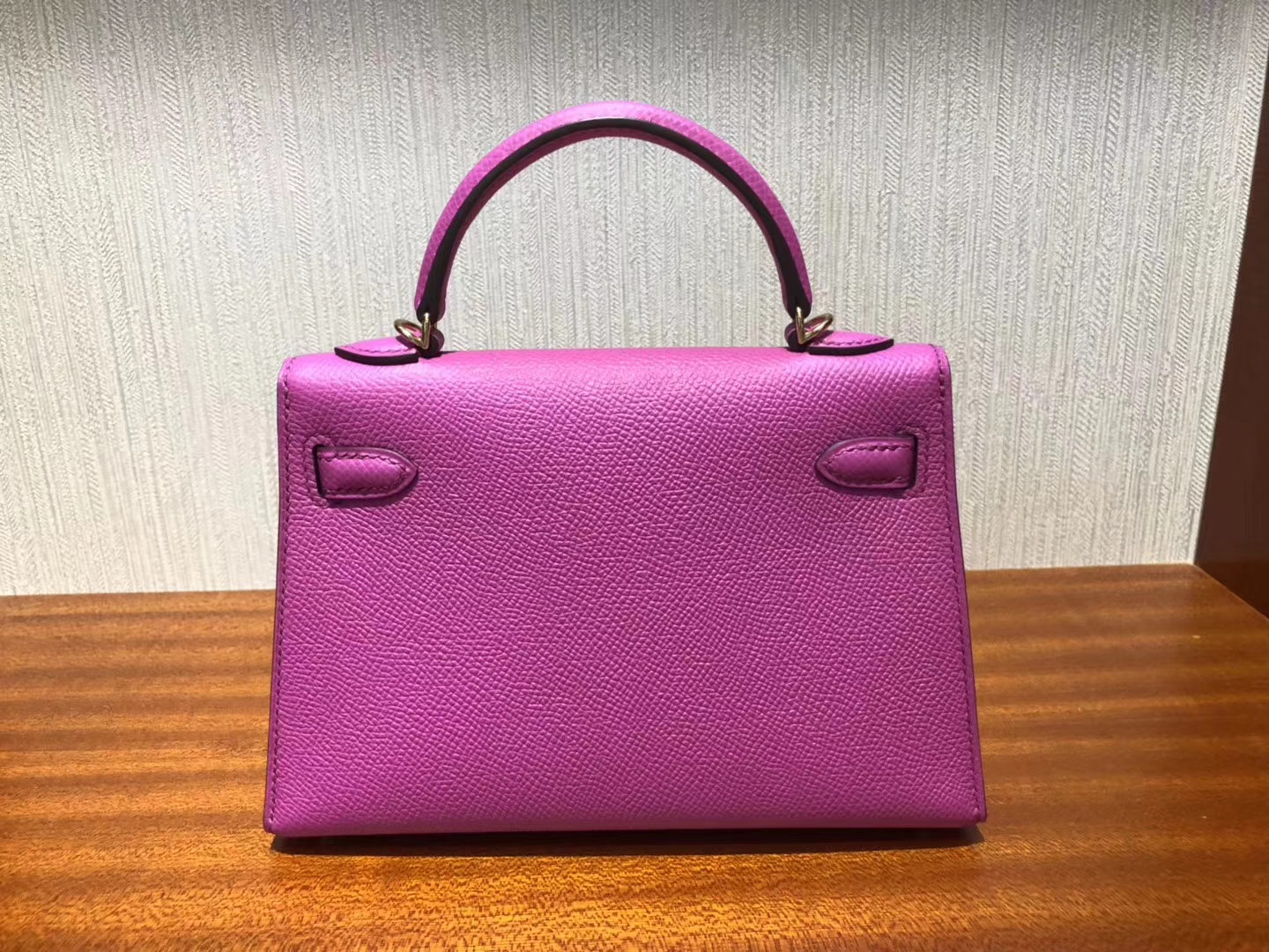 Pretty Hermes 9I Rose Magnolia Epsom Calf Minikelly-2 Evening Bag Gold Hardware