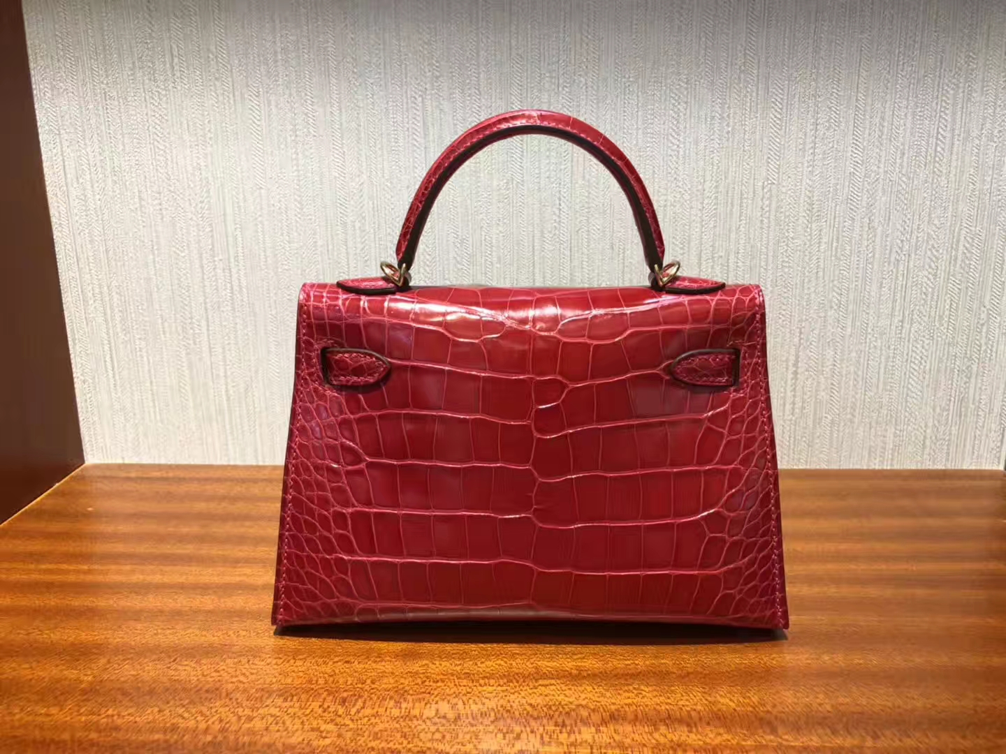 Wholesale Hermes CK95 Braise Shiny Crocodile Leather Minikelly-2 Evening Bag