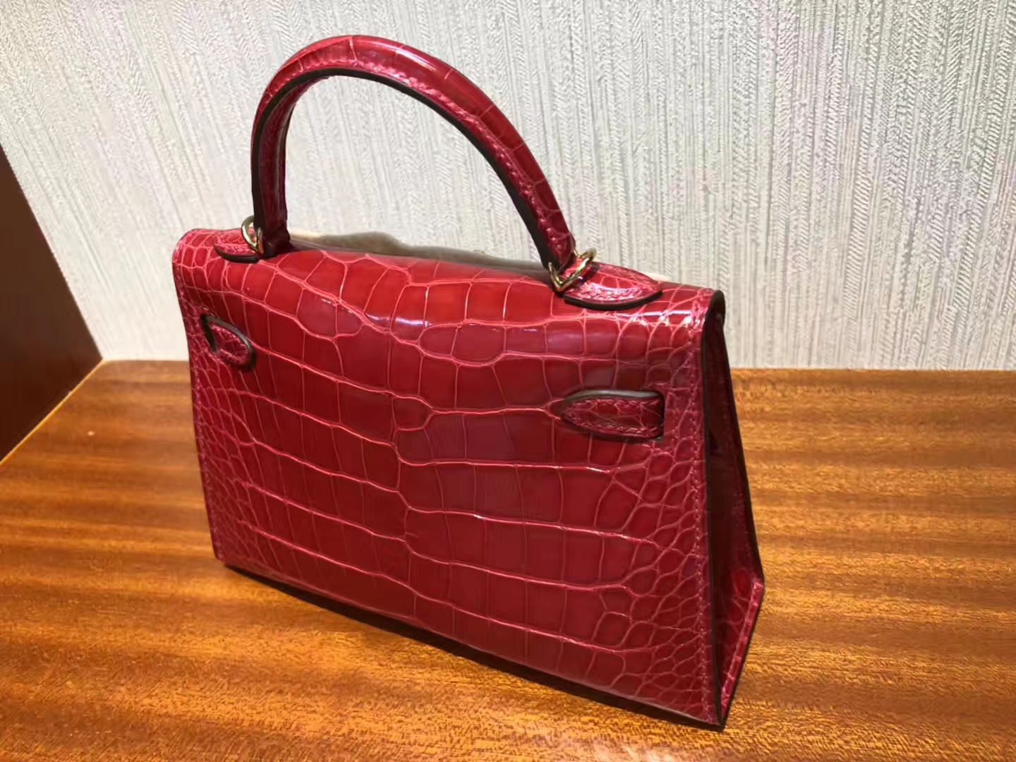 Wholesale Hermes CK95 Braise Shiny Crocodile Leather Minikelly-2 Evening Bag