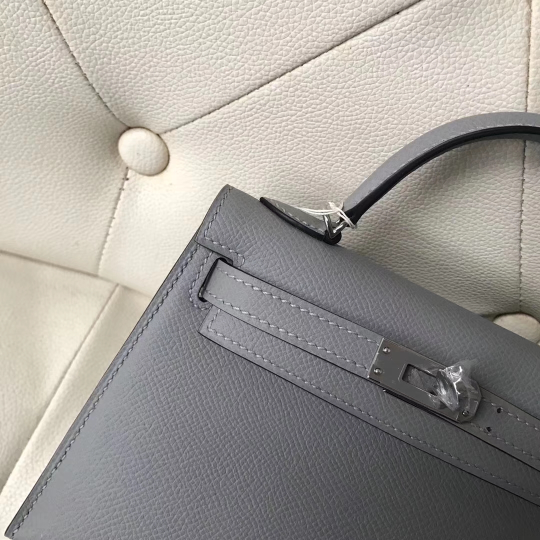 Wholesale Hermes 4Z Gris Mouette Epsom Calf Minikelly-2 Evening Clutch Bag19CM