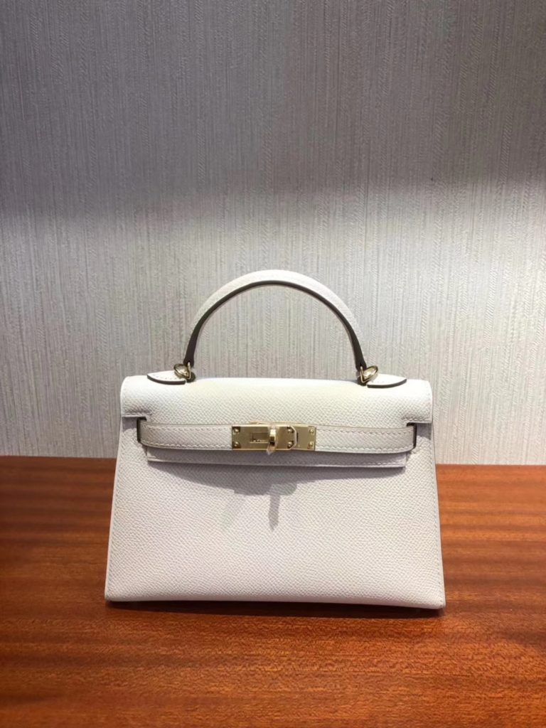 Hermes Epsom Calf Minikelly-2 Clutch Bag in CK10 Craie White Silver/Gold Hardware
