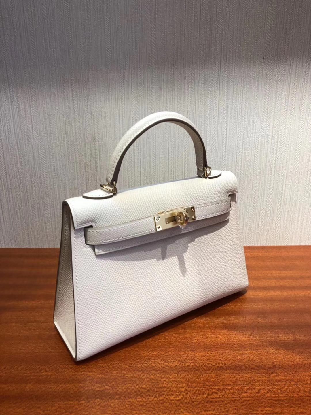 Sale Hermes Epsom Calf Minikelly-2 Clutch Bag in CK10 Craie White Silver/Gold Hardware