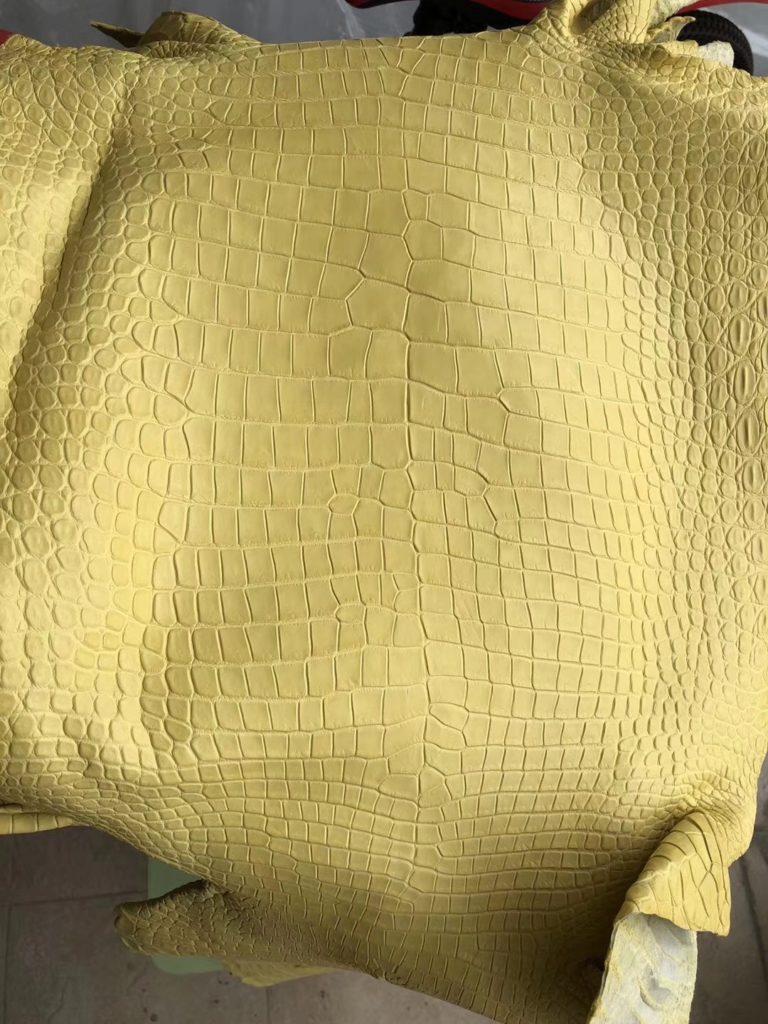 Hermes 9R Lemon Yellow Matt Porous Crocodile Leather