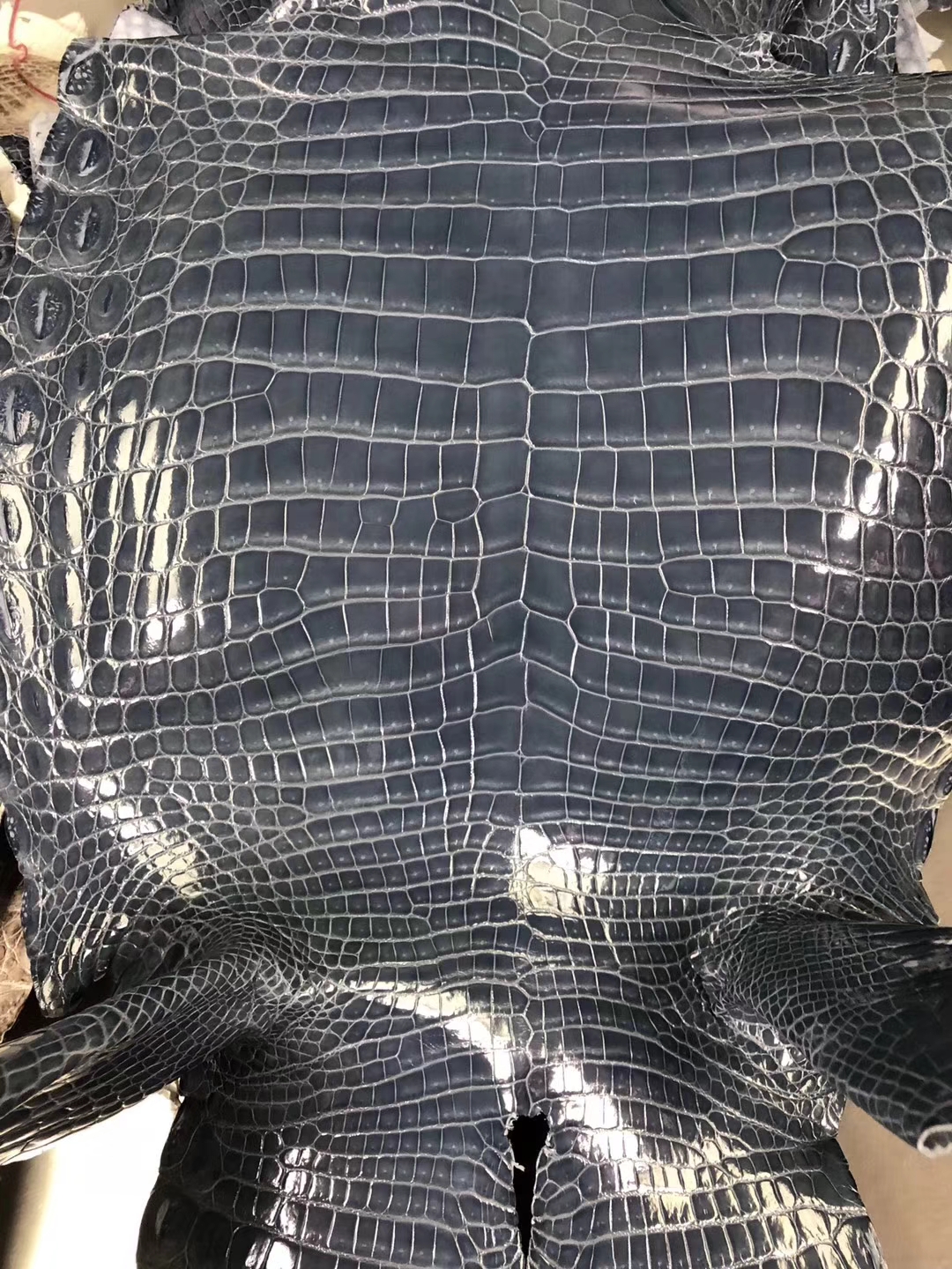 Hermes Shiny Crocodile Leather in N7 Blue Tampete Can Order Birkin/Kelly Bag
