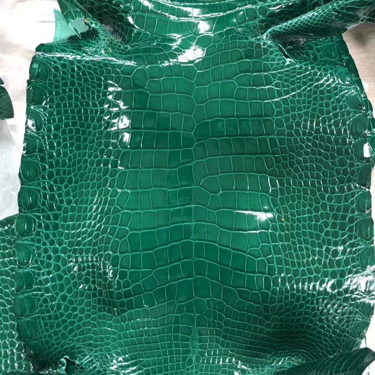 Hermes Shiny Crocodile Leather in 6Q Emerald Green Minikelly Bags Order