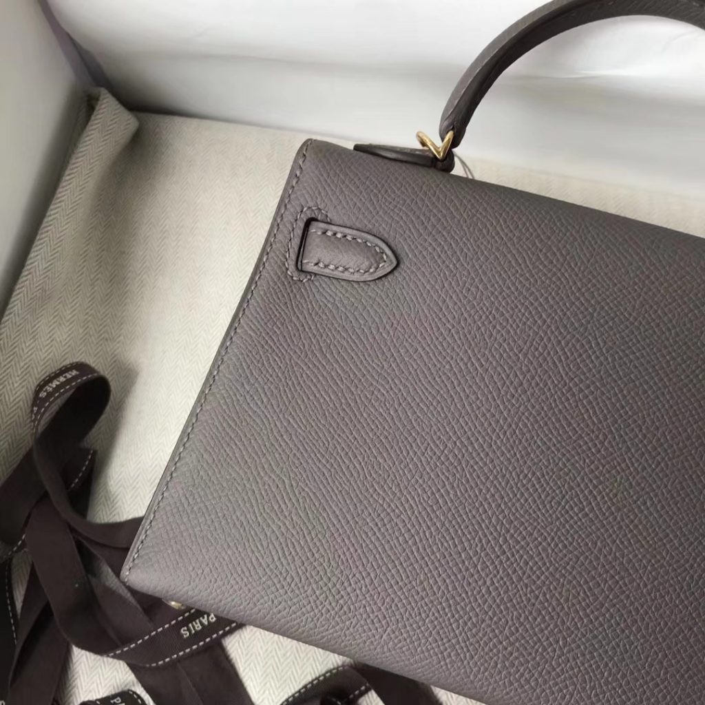 Sell Hermes Minikelly Clutch Bag in 8F Etain Grey Epsom Calf Leather Gold Hardware