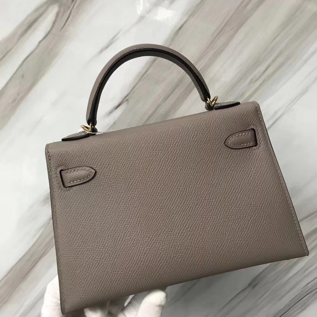 Discount Hermes Epsom Calf Minikelly-2 Evening Bag in M8 Gris Ashpite Gold Hardware