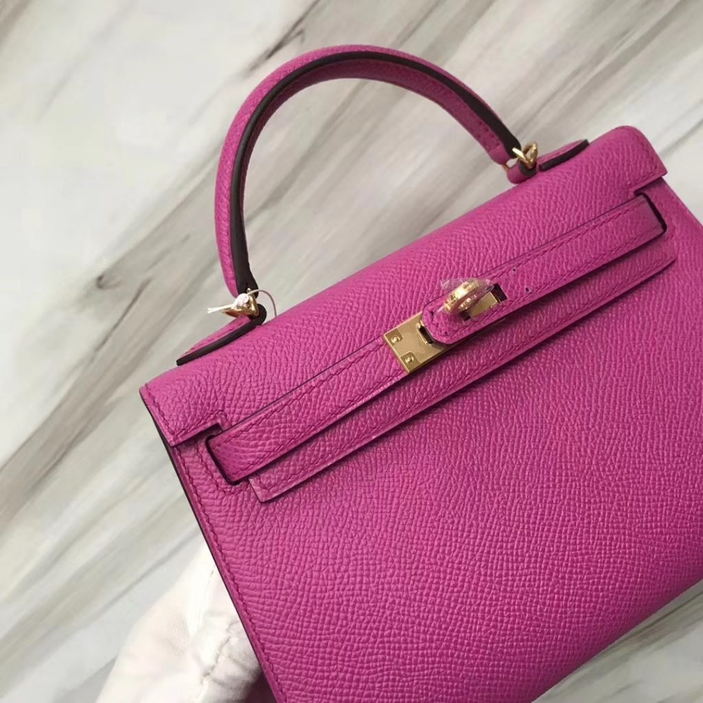 Pretty Hermes Minikelly-2 Evening Bag in I9 Rose Magnolia Epsom Calf Leather Gold Hardware