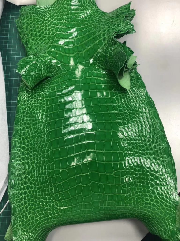 Hermes 1K Bamboo Green Shiny Alligator Crocodile Leather Can Order Constance Bag