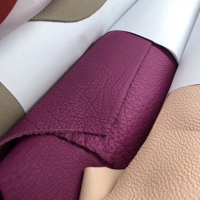 Hermes Bags Order L3 Rose Purple/Vert Verigo/Blue Paon Togo Calf Leather