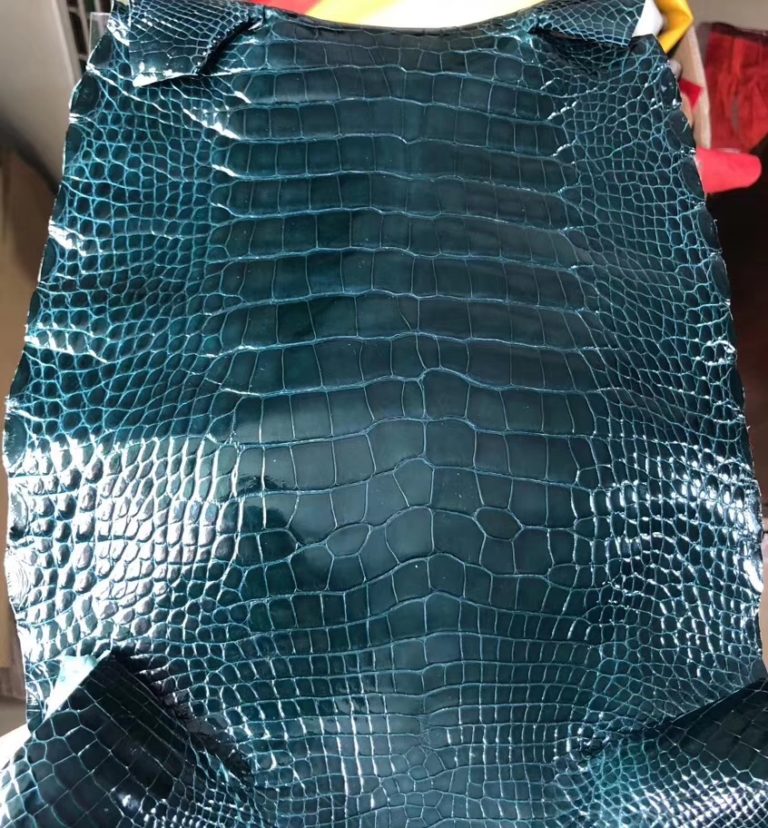 Hermes Alligator Shiny Crocodile Leather in 1P Duck Blue