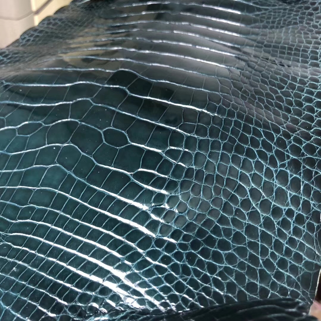 Wholesale Hermes Alligator Shiny Crocodile Leather in 1P Duck Blue