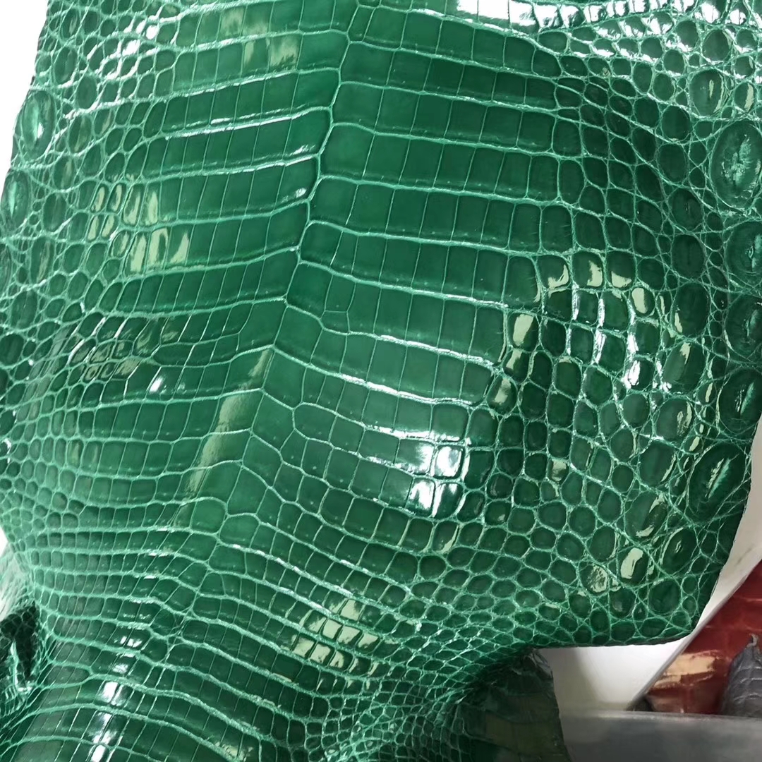 Discount Hermes 6Q Emerald Green Shiny Crocodile Leather Can Order Birkin25cm