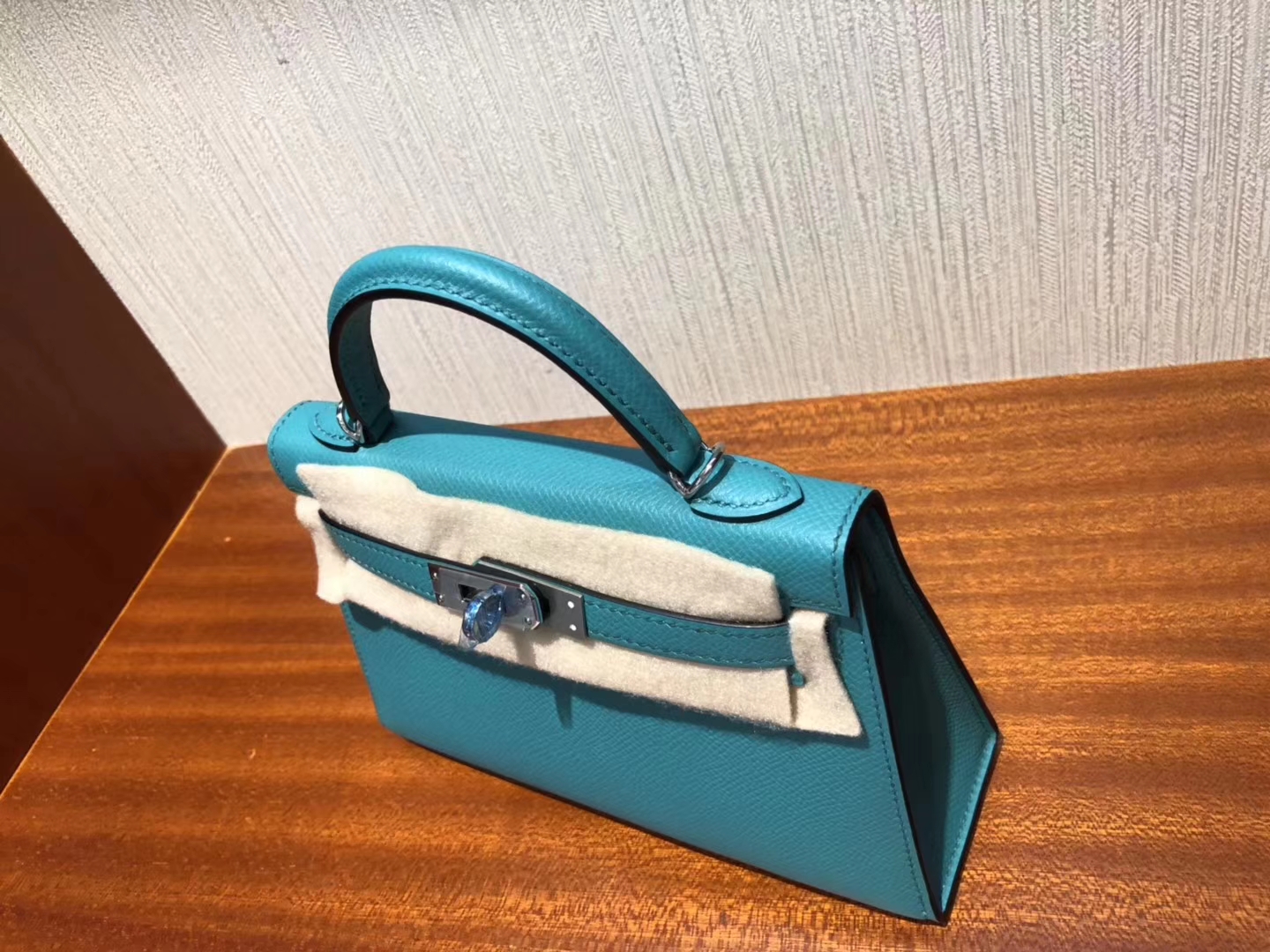 Fashion Hermes Epsom Calf Minikelly-2 Evening Bag in U1 Vert Veronese Silver Hardware