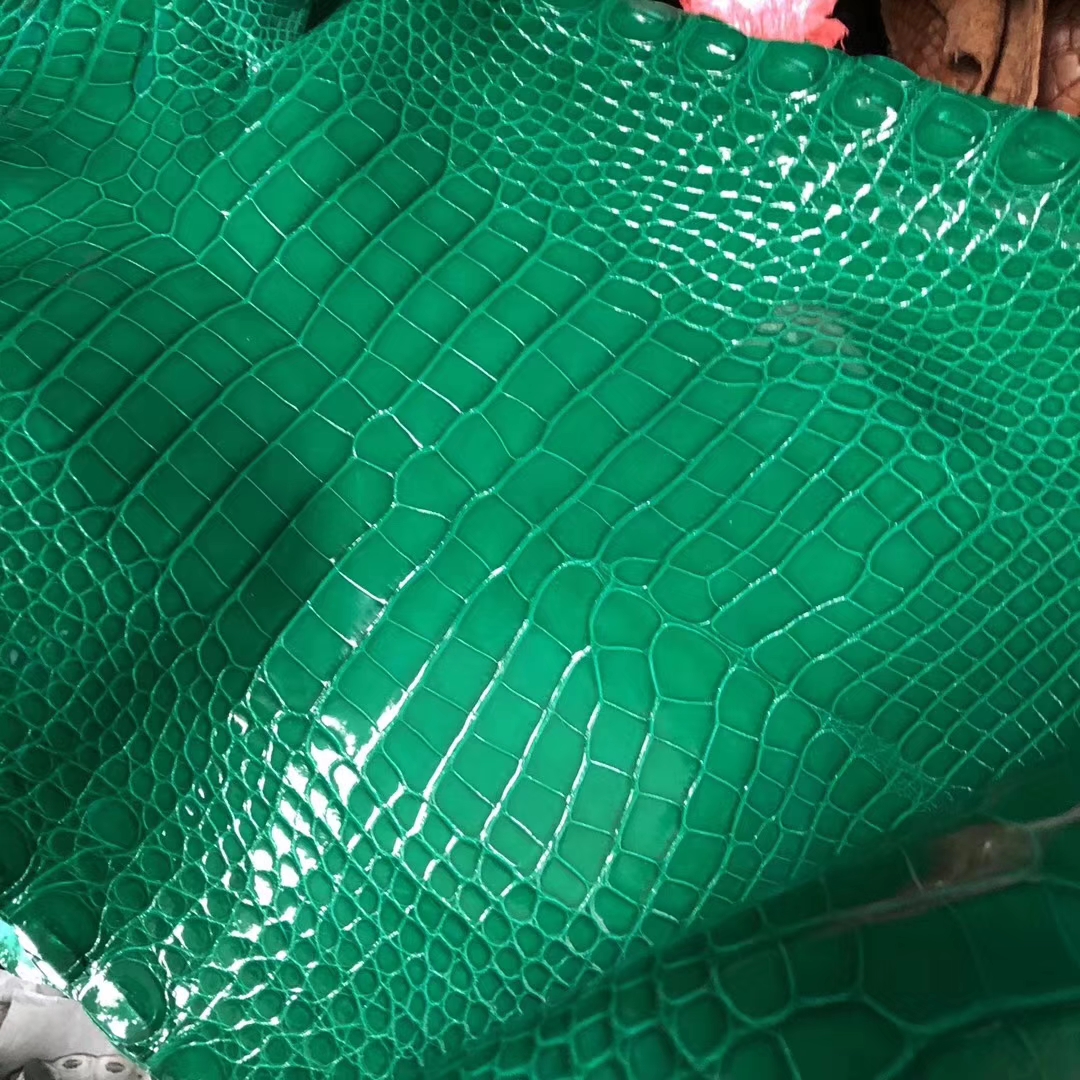 New Arrival Hermes 6Q Emerald Green Alligator Shiny Crocodile Leather Hermes Bags Order