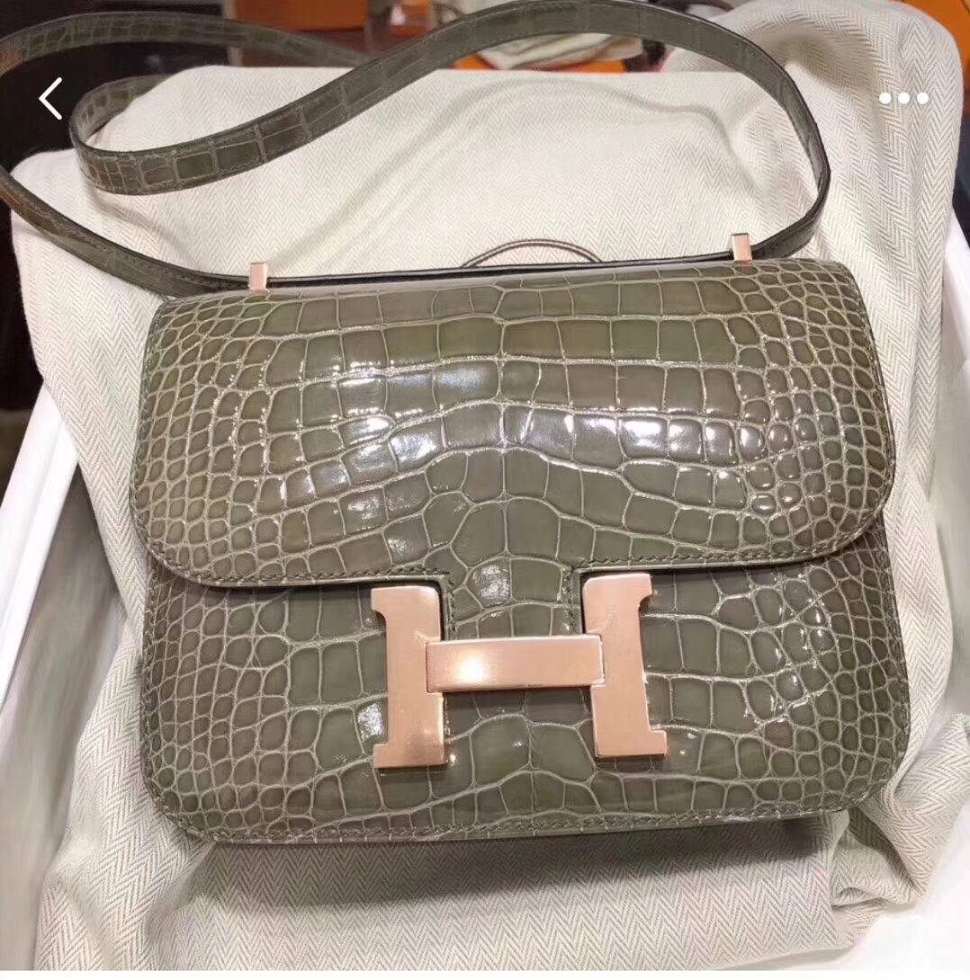 Hermes Kelly/Birkin Bags Order C81 Gris Tourterelle Alligator Shiny Crocodile Leather