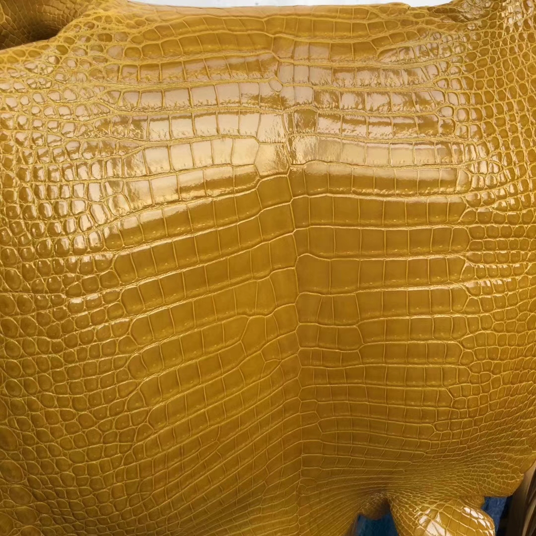 Hermes Kelly/Birkin Bags Order 9D Ambre Yellow Shiny Porosus Crocodile Leather