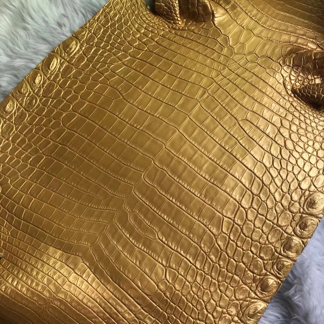 Discount Hermes Gold Matt Crocodile Leather Can Order Kelly/Birkin Bag