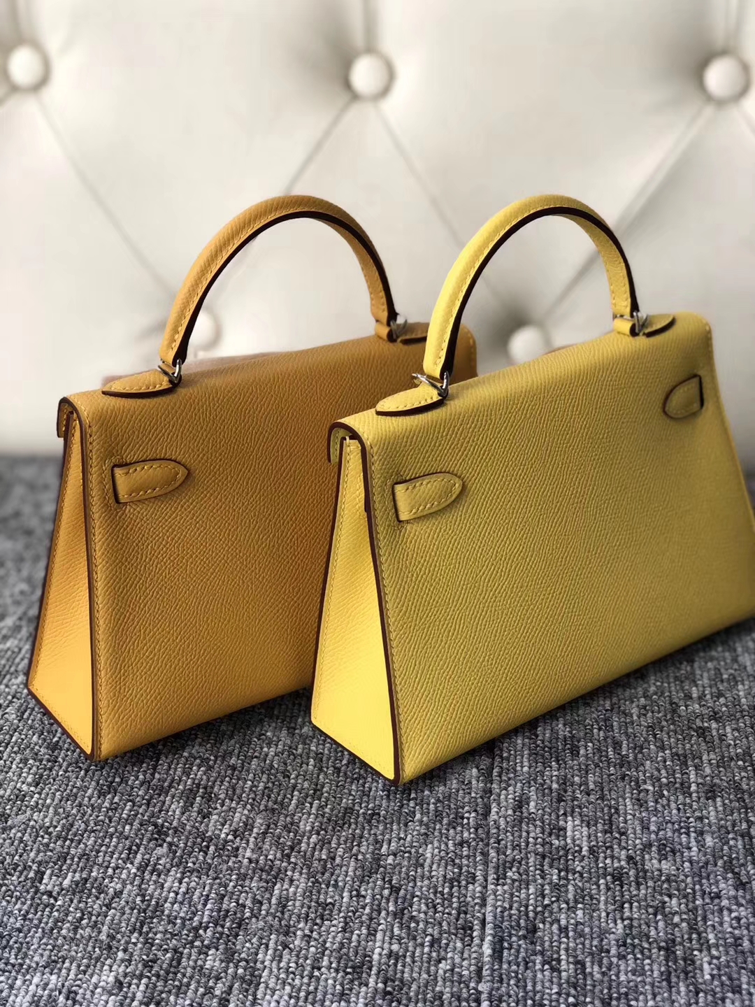 Fashion Hermes 9D Ambre VS 9O Jaune de Naples Epsom Calf Minikelly-2 Clutch Bag