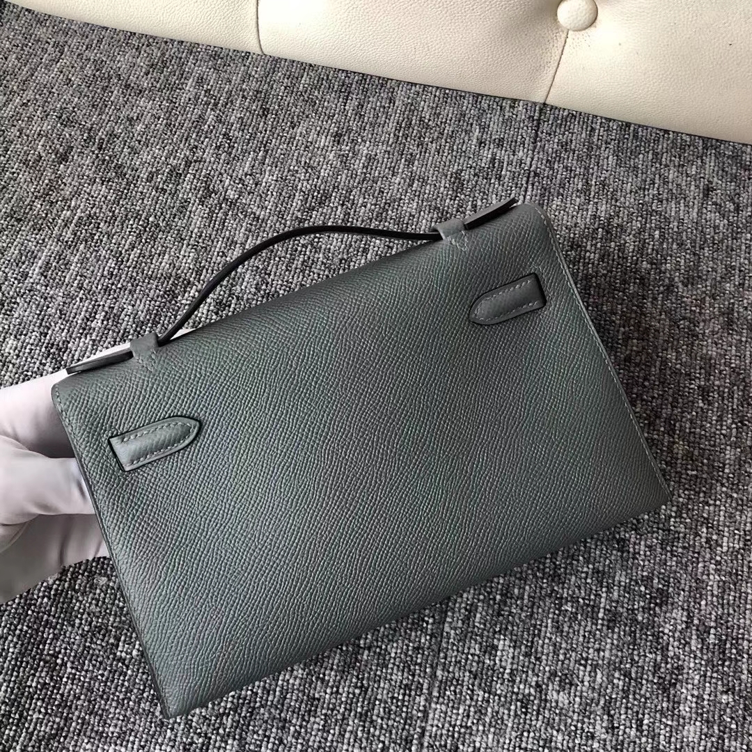 New Arrival Hermes CK63 Vert Apricot Epsom Calf Minikelly Clutch Bag22CM Gold Hardware