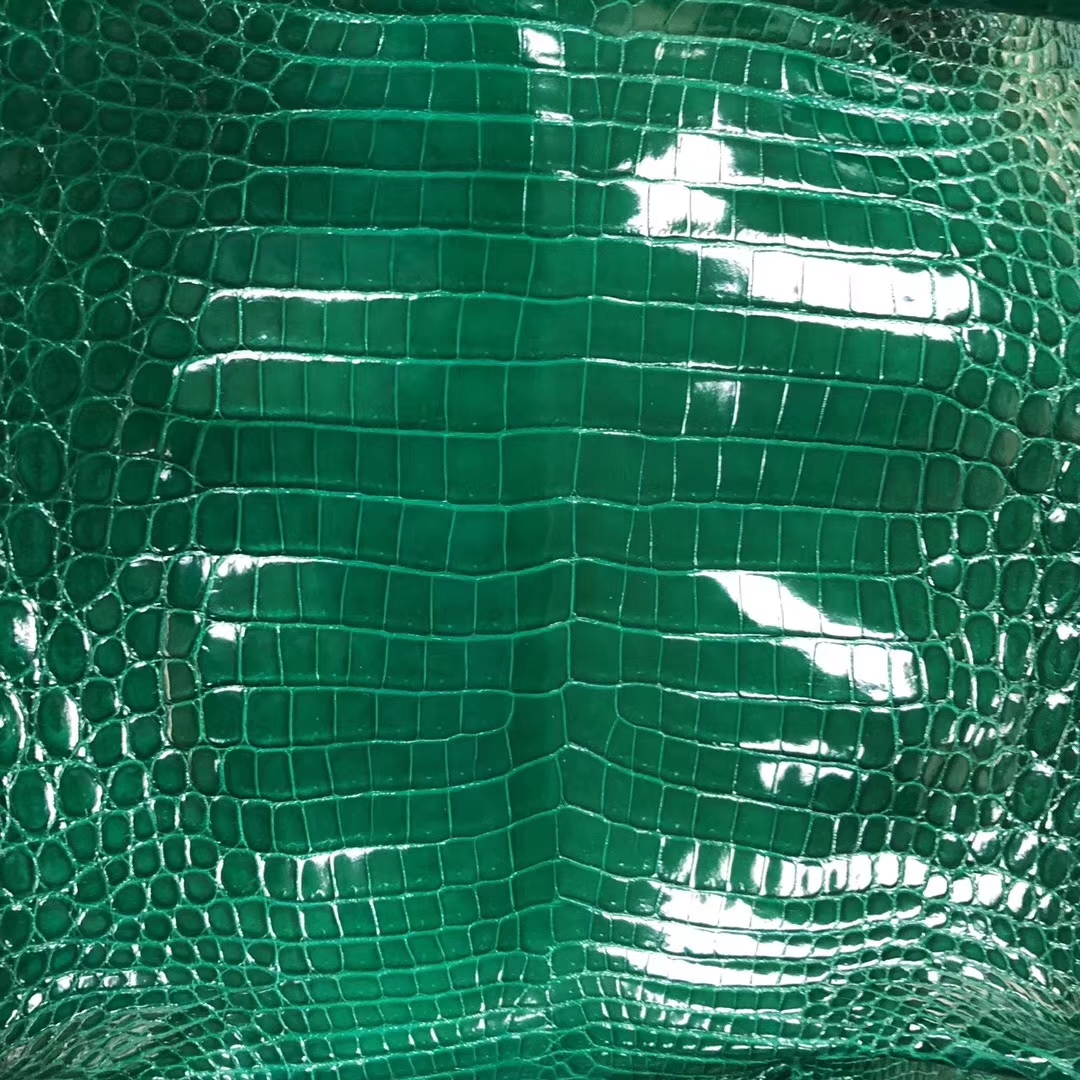 Hermes Kelly Bags Order 6Q Emerald Green/CK67 Vert Fonce Shiny Nilo Crocodile Leather