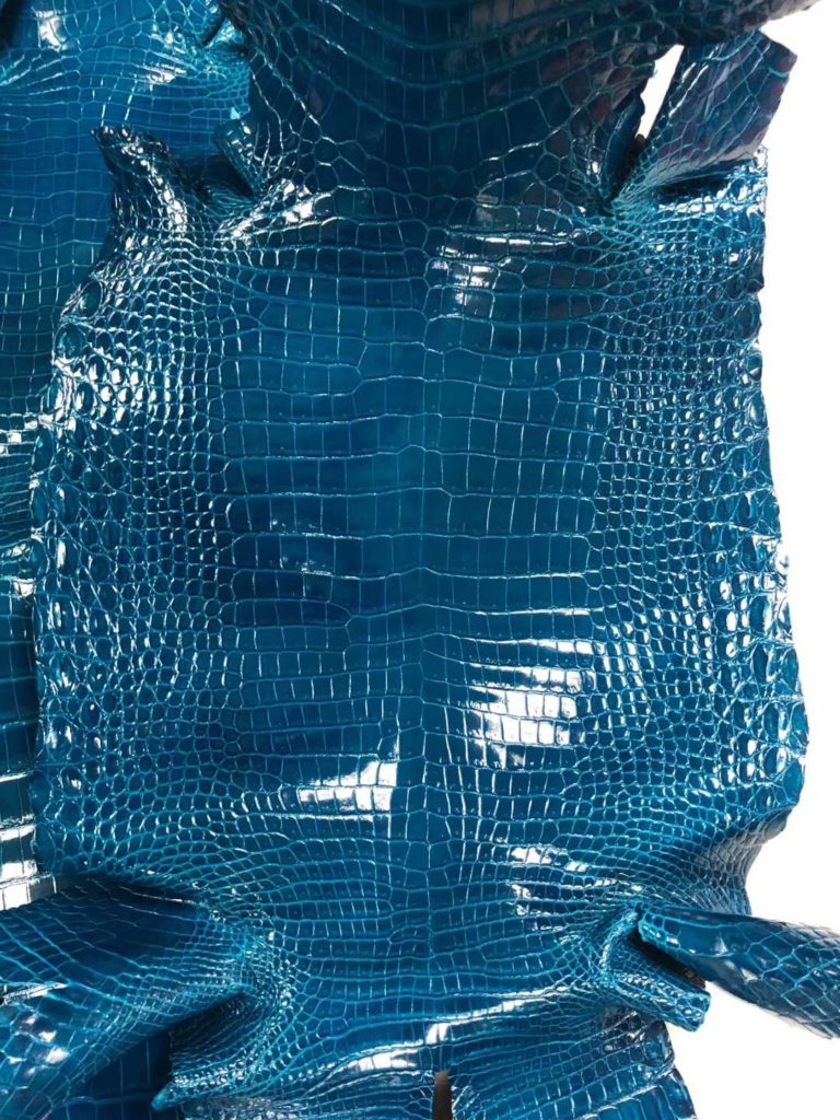 Hermes Kelly/Birkin Bags Order 7W Blue Izmir Porosus Shiny Crocodile Leather