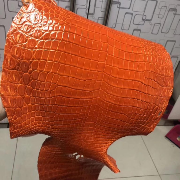 Hermes Shiny Crocodile Leather in 93 Orange Birkin Bag Order