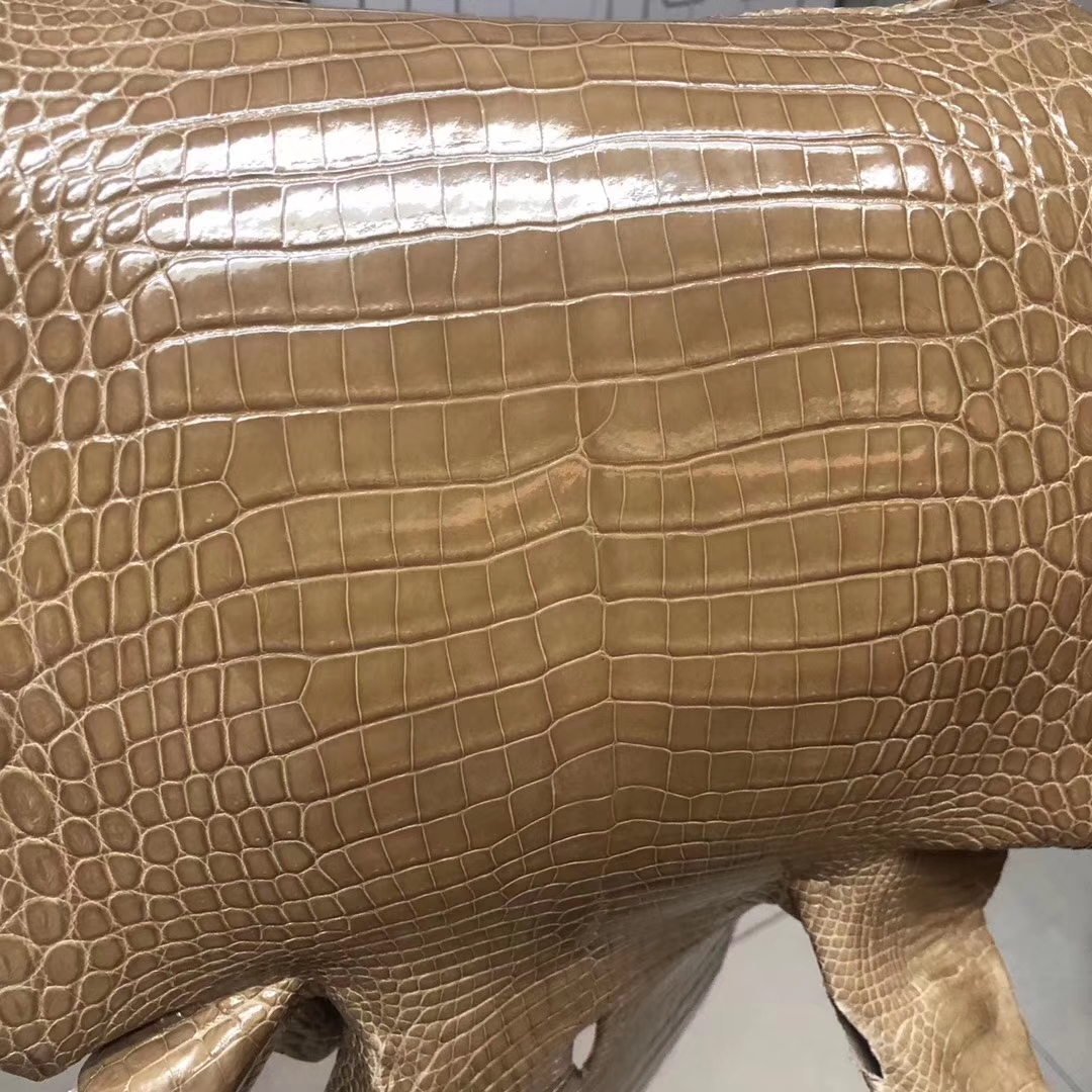 Hermes Birkin Bag Customization 1C Apricot Shiny Crocodile Leather