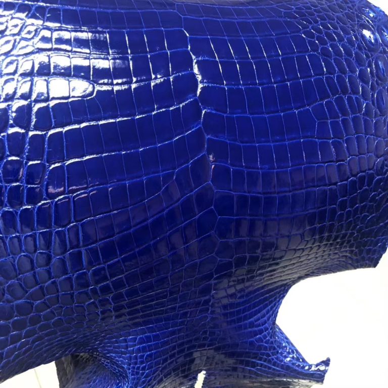 Hermes 7T Blue Electric Shiny Crocodile Leather Can Order Birkin Bag 25cm