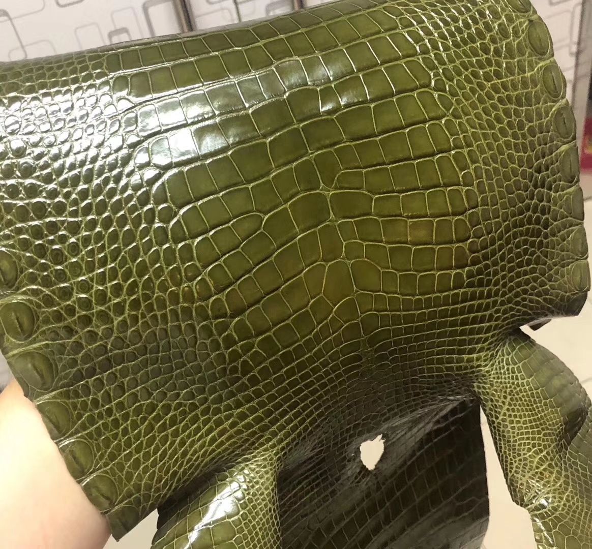 Hermes Constance/Minikelly Bag Customization 6H Vert Olive Shiny Crocodile Leather