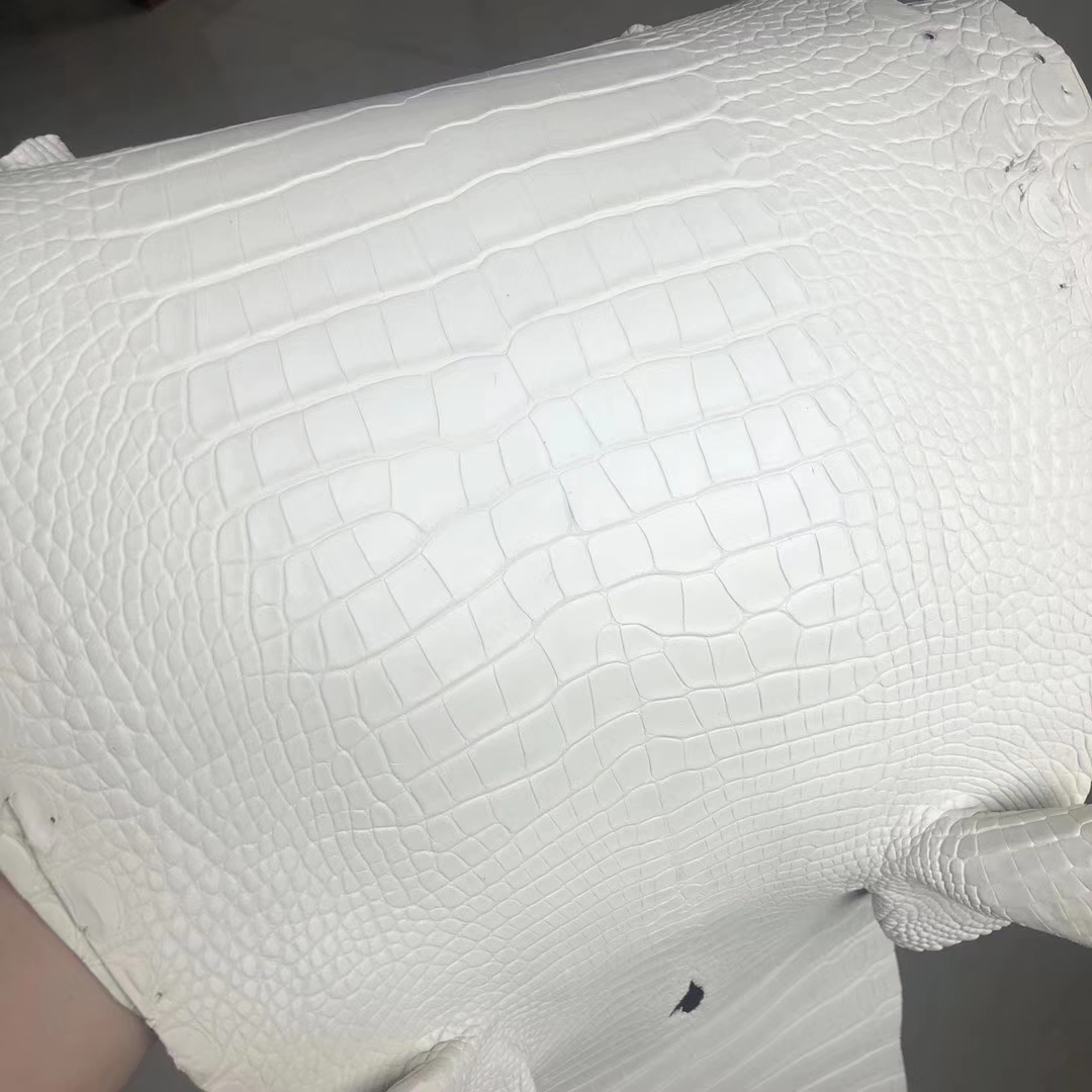 Fashion Hermes 8L Beton White Alligator Matt Crocodile Leather Can Order Minikelly Bag