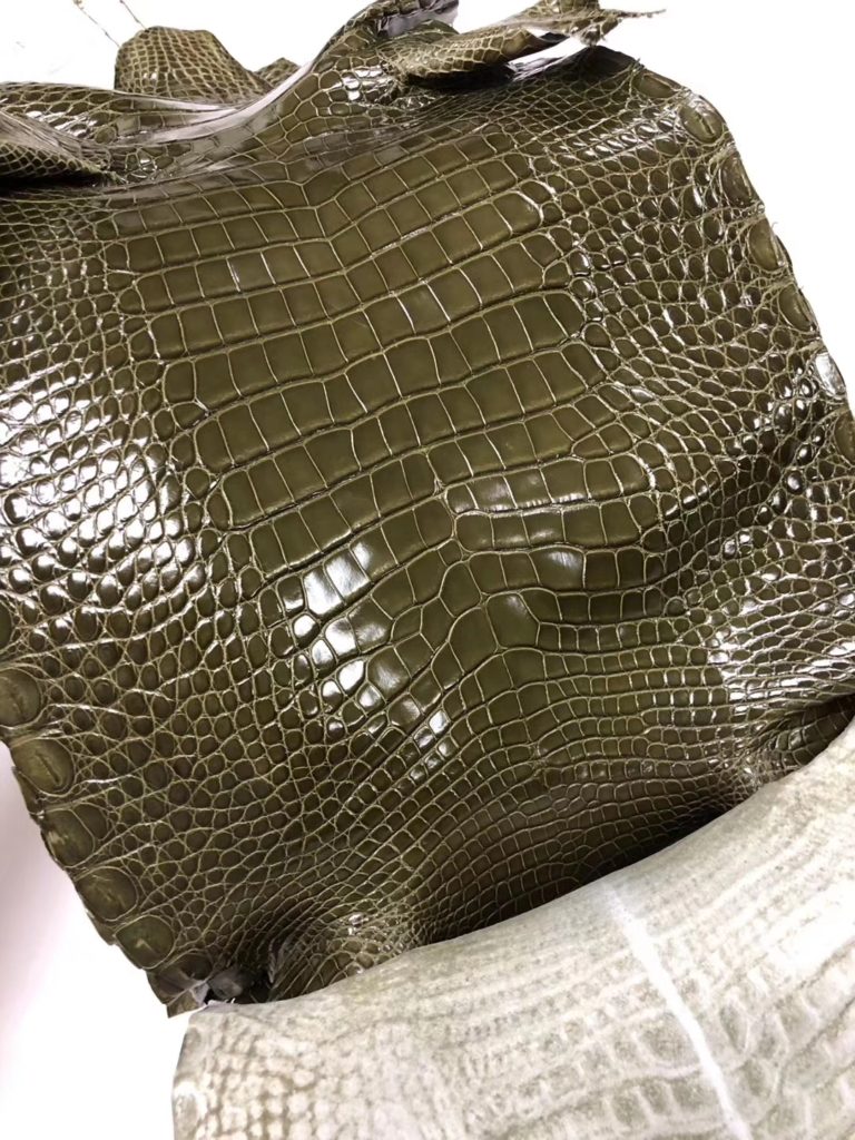 Hermes Bag 6H Vert Olive Alligator Shiny Crocodile Leather