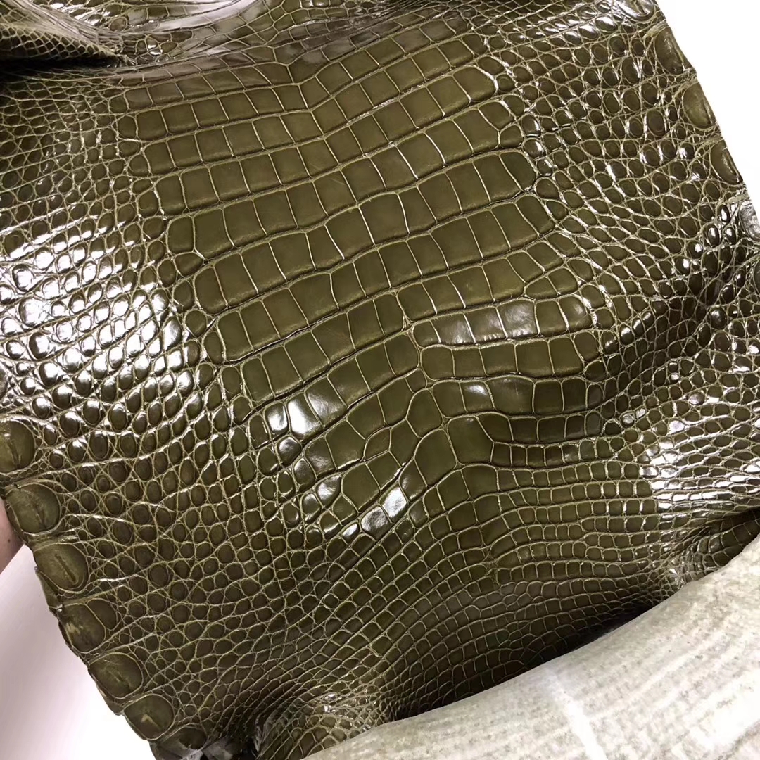 Hermes Bag Customization 6H Vert Olive Alligator Shiny Crocodile Leather