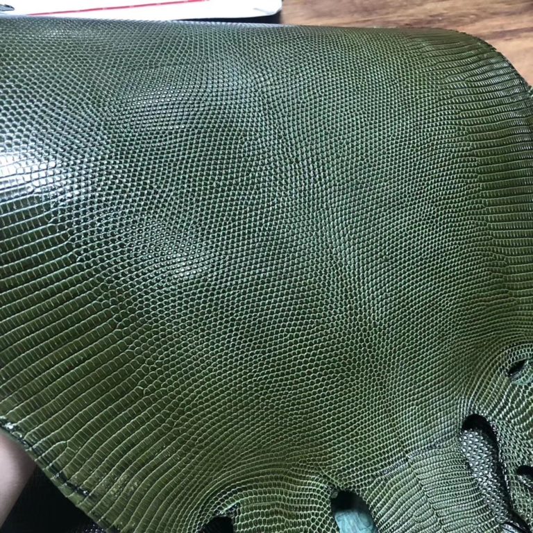 Hermes Constance Bag/Kelly Bag 6H Vert Olive Shiny Lizard Leather