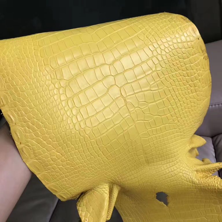 Hermes Minikelly 9D Ambre Yellow Alligator Matt Crocodile Leather