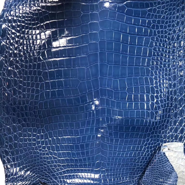 Hermes Porosus Shiny Crocodile Leather in 7Q Blue Mykonos