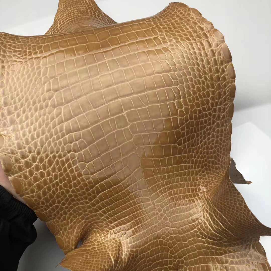 New Arrival Hermes 1C Apricot Alligator Shiny Crocodile Leather Constance Bags Customize