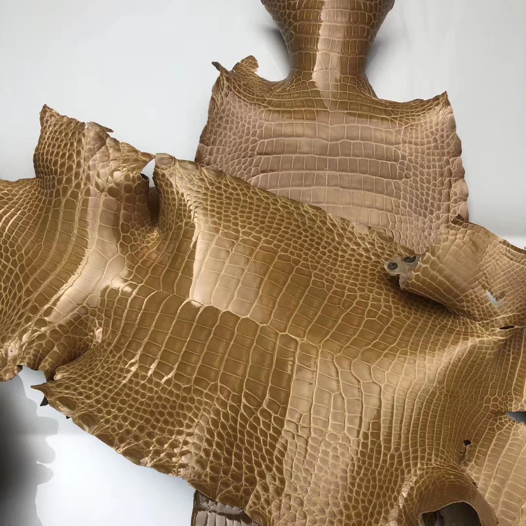 New Arrival Hermes 1C Apricot Alligator Shiny Crocodile Leather Constance Bags Customize